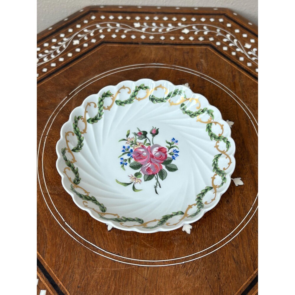 Vintage Haviland Limoges France Small Round Floral Ruffled Swirled Trinket Jewel